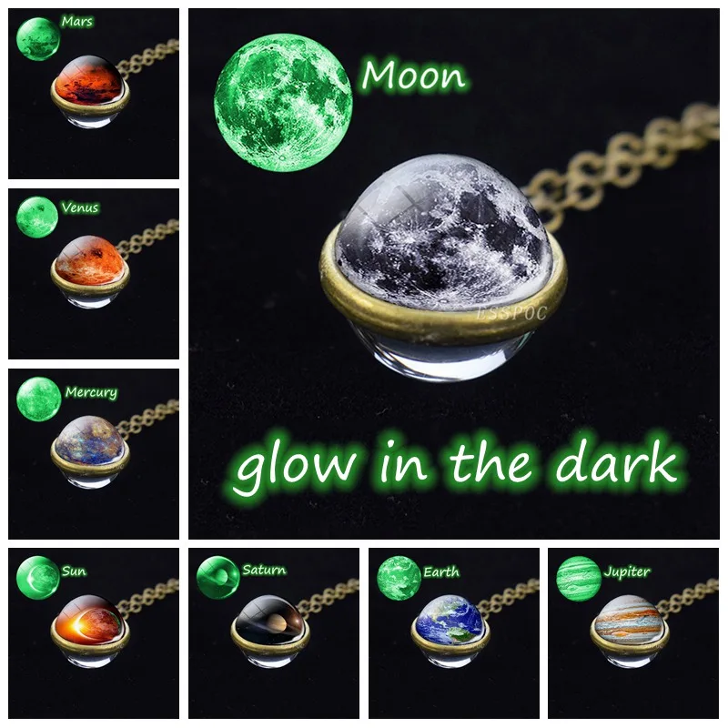 Ожерелье с солнечной системой ожерелье луной землей марсом двухстороннее со
