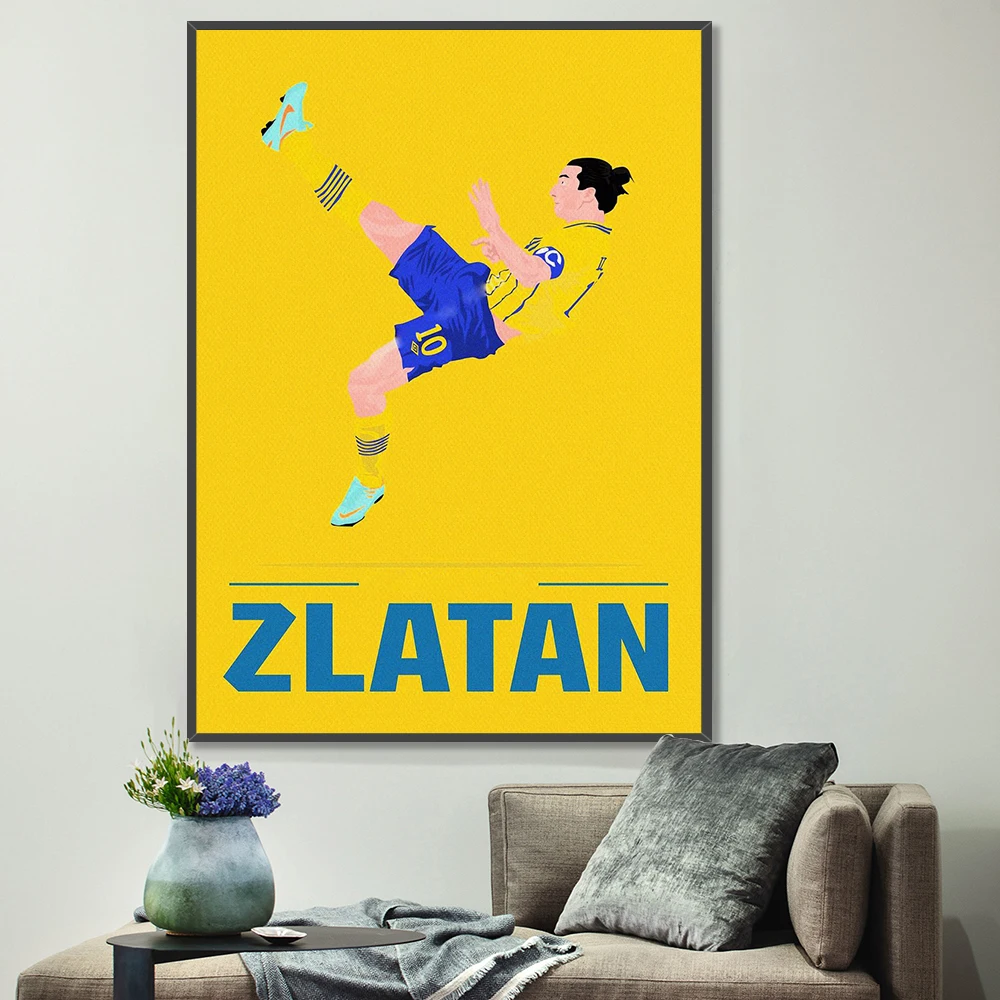 Настенная картина Zlatan Ibrahimovic с изображением футбольной звезды постер на холсте