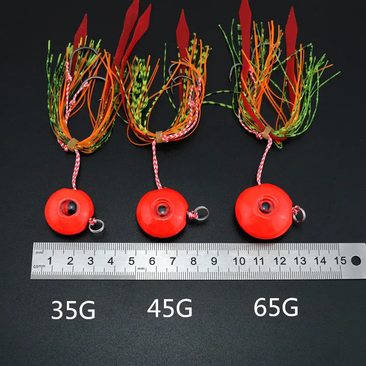1 Piece of Rubber Skirt Deep Sea Lead Artificial Fishing Jig Lure With Hooks 35g 45g 65g 85g 95g | Спорт и развлечения