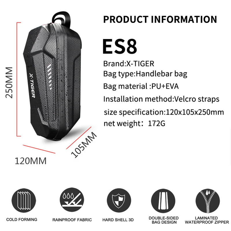 

X-TIGER Electric Scooter Bicycle Front Bag Waterproof Large Capatity Handlebar Bag Shockproof Case Storage Bike Bag Accessories