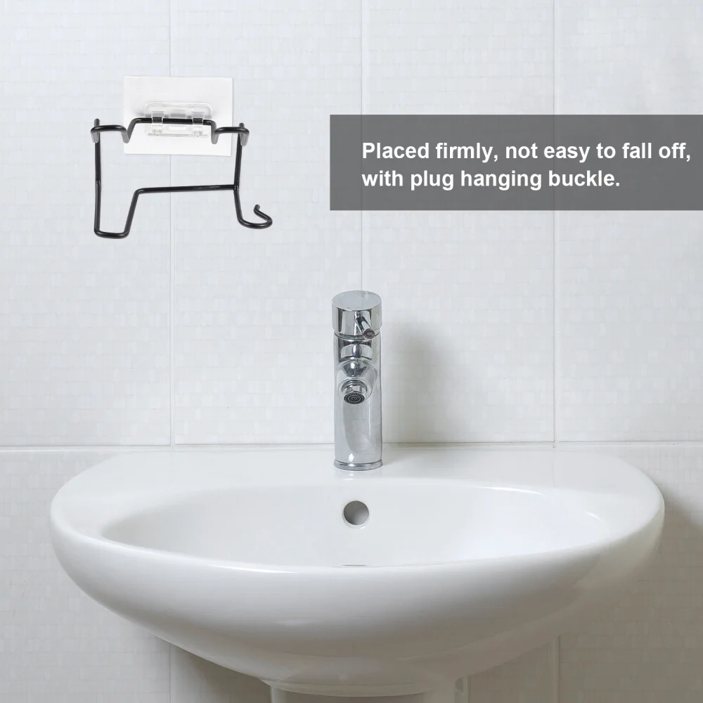 

Stainless Steel Wall-mounted Hair Dryer Racks Punch-free Bathroom Storage Racks