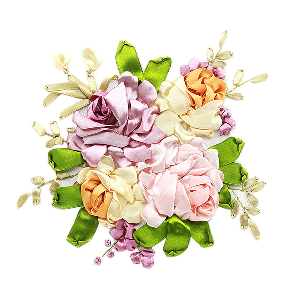 

Ribbon Embroidery Kit Diy Flower Painting Kit Stamped Cross Stitch Colorful Life For Beginners
