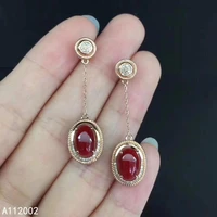 kjjeaxcmy fine jewelry natural red coral 925 sterling silver women gemstone earrings new ear studs support test beautiful