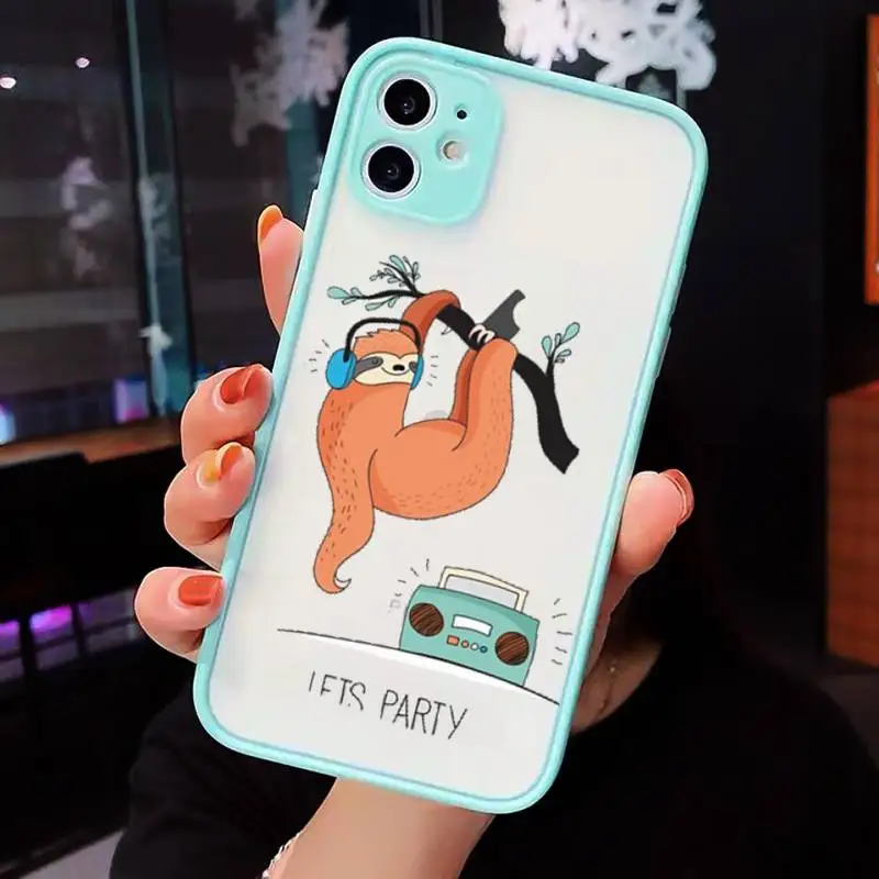 

Sloth Cute Animal Phone Cases matte transparent For iphone 7 8 11 12 plus mini x xs xr pro max cover