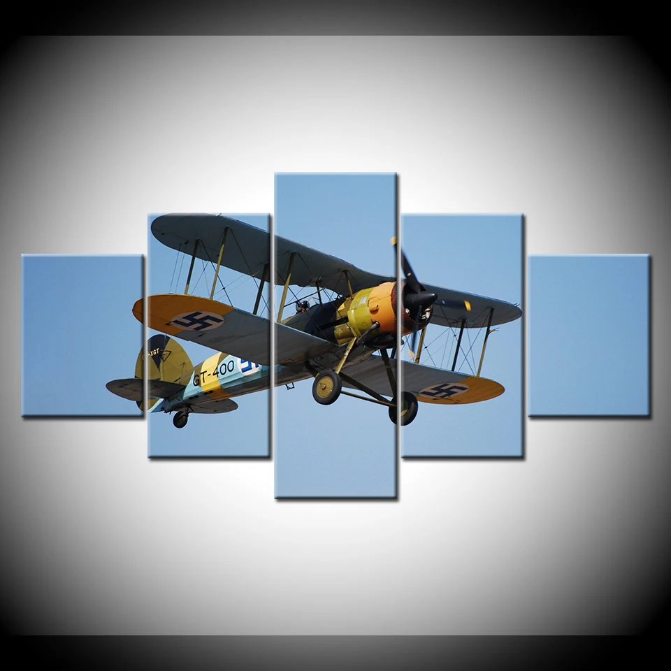 Картина на холсте самолет Stearman модель 75 Летающий 5 шт. настенная живопись