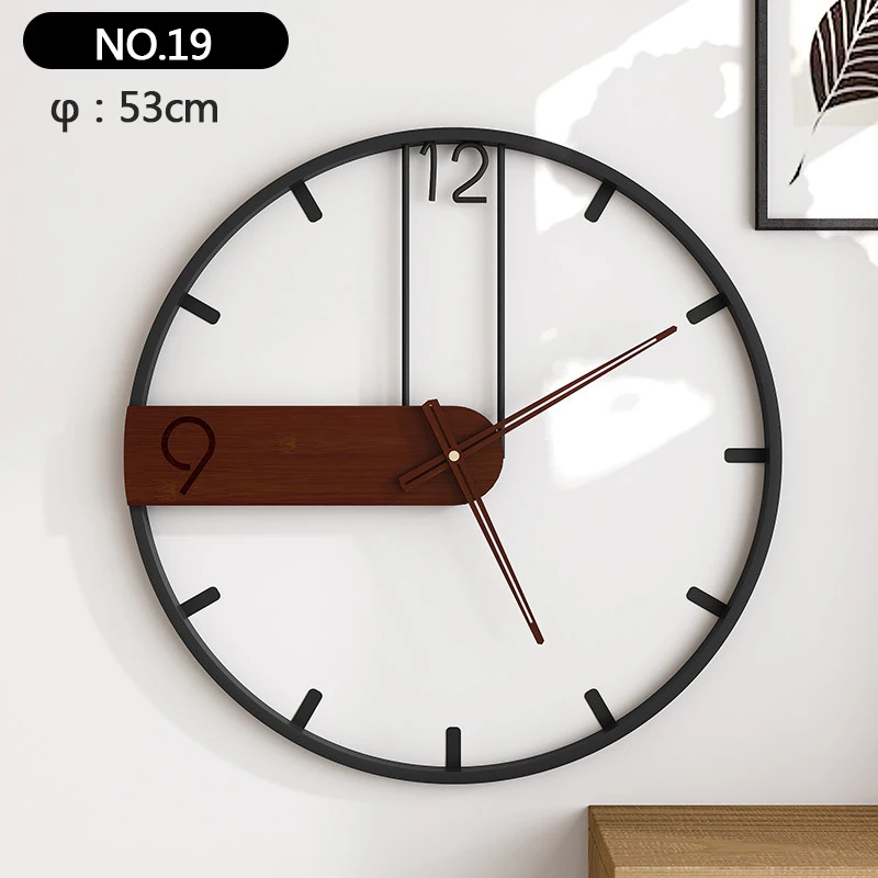 

43/53cm Large Round Metal Wall Clock Wrought Hollow Iron Mute Wall Watch Modern Minimalism Wall Clock For Home Living Room Decor