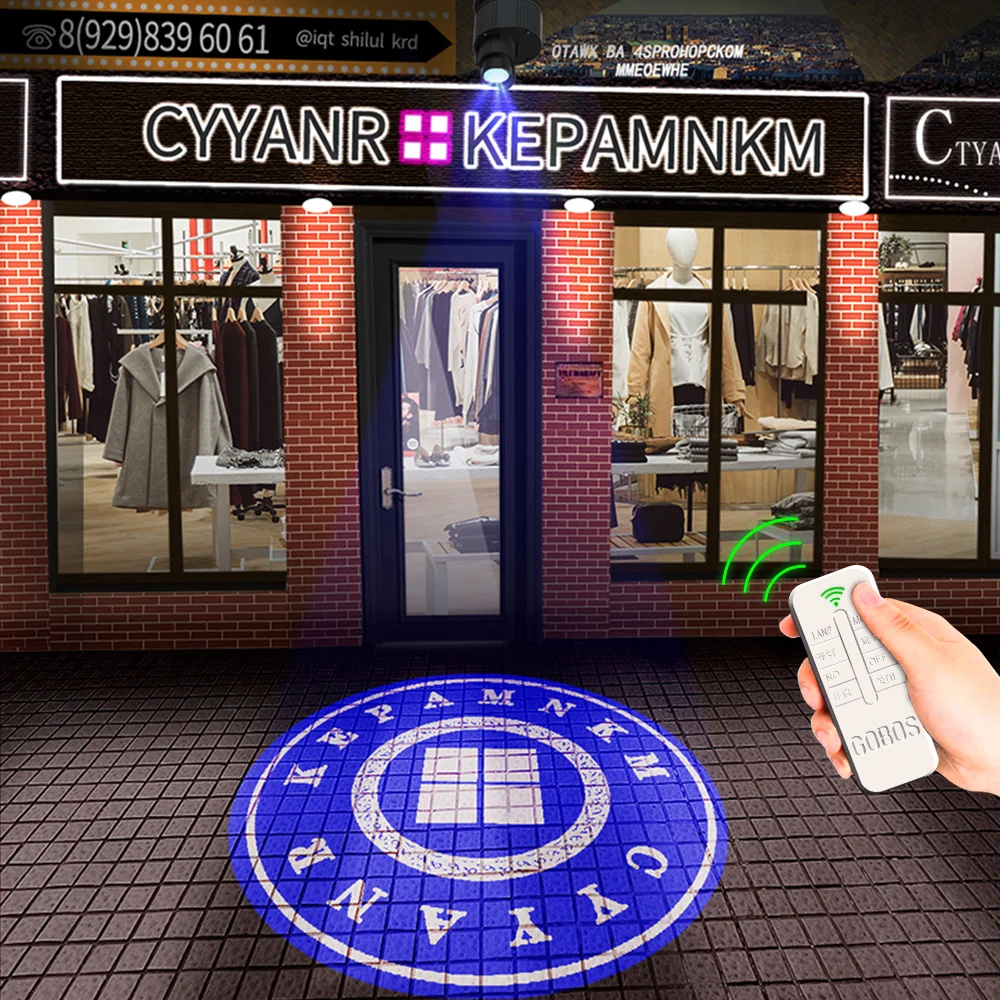

Projector lights and gobo signs, rotating lights and signs, IP67, HD