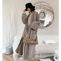 hdhohr 2021 new high quality natural mink fur coat women with belt knitted real minkfur jacket fashion warm long for female