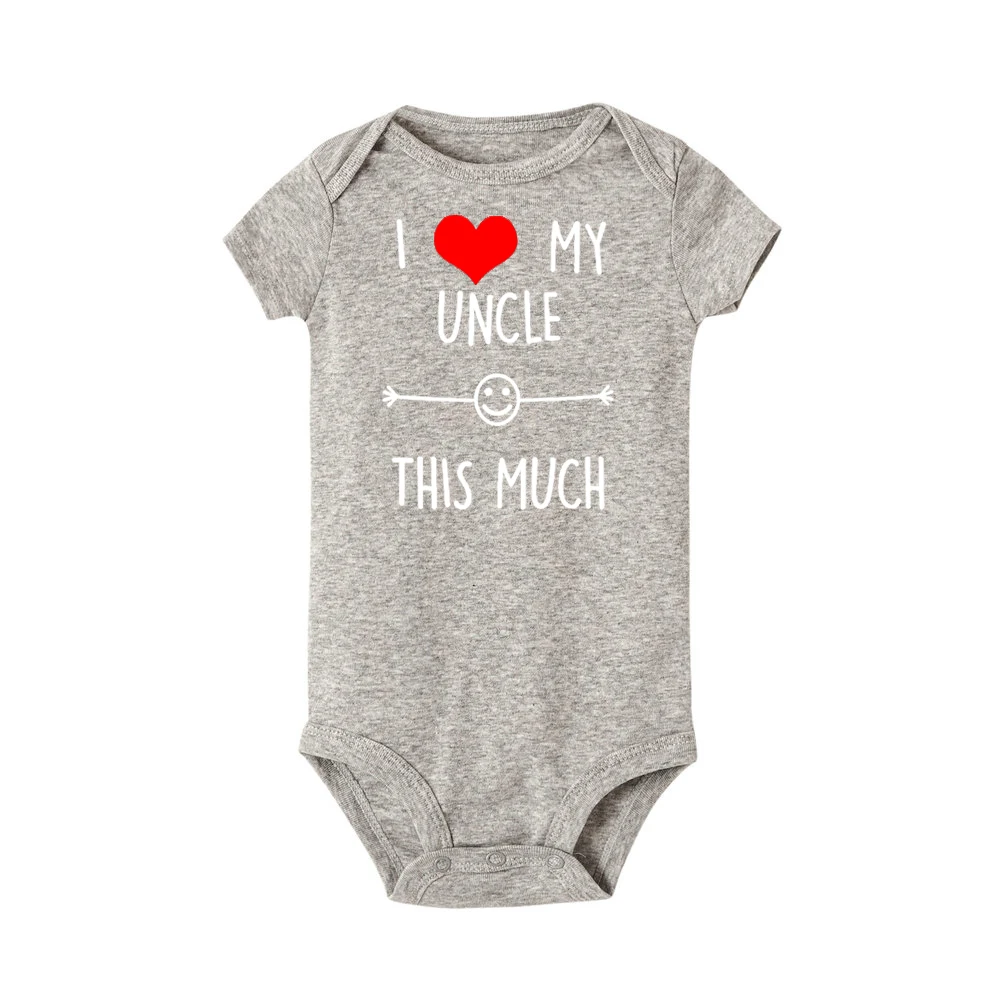 Забавный хлопковый комбинезон для новорожденных с надписью «I Love My Uncle This Much»; Модный милый комбинезон с короткими рукавами для маленьких девочек и мальчиков