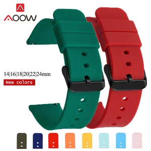 12/14/16/18/20/22/24mm Sport Silicone Strap Universal Colorful Quick Release Waterproof Men Women Replacement Watchband Bracelet