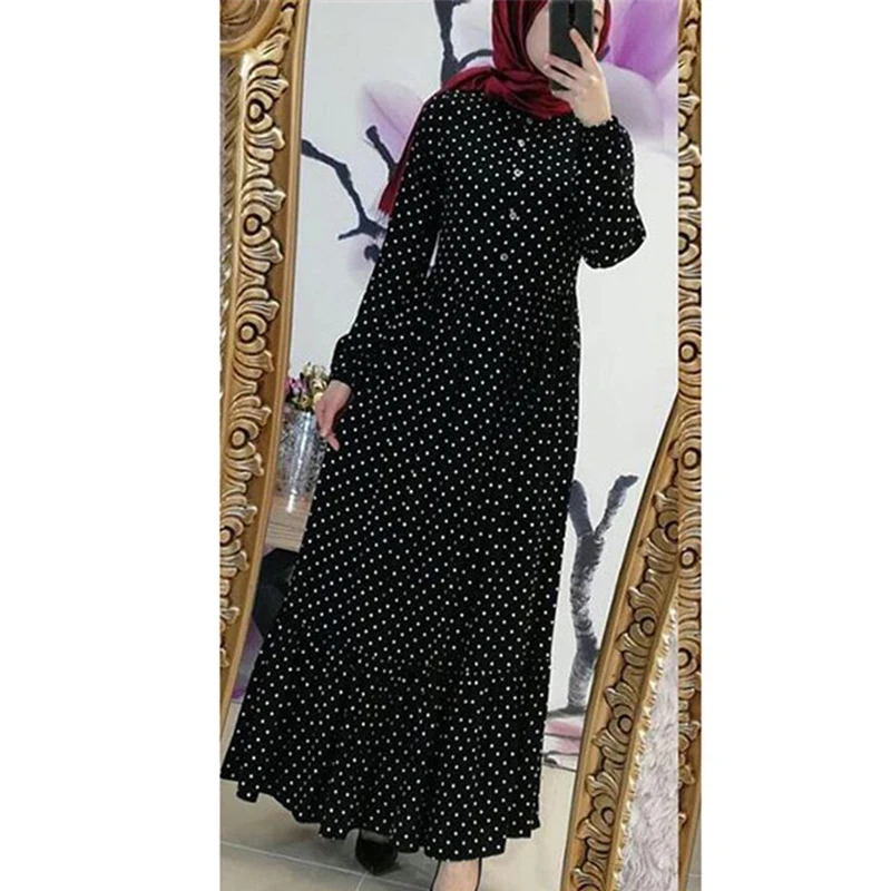 

Plus Size Polka Dot Kaftan Abaya Dubai Hijab Muslim Dress Abayas for Women Caftan Marocain Jilbab Islam Kaftan Kimono Maxi Dress