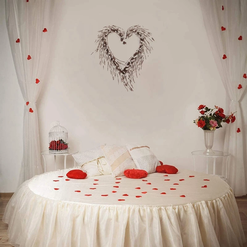 Искусственный венок в форме сердца для входной двери окна свадьбы вечеринки