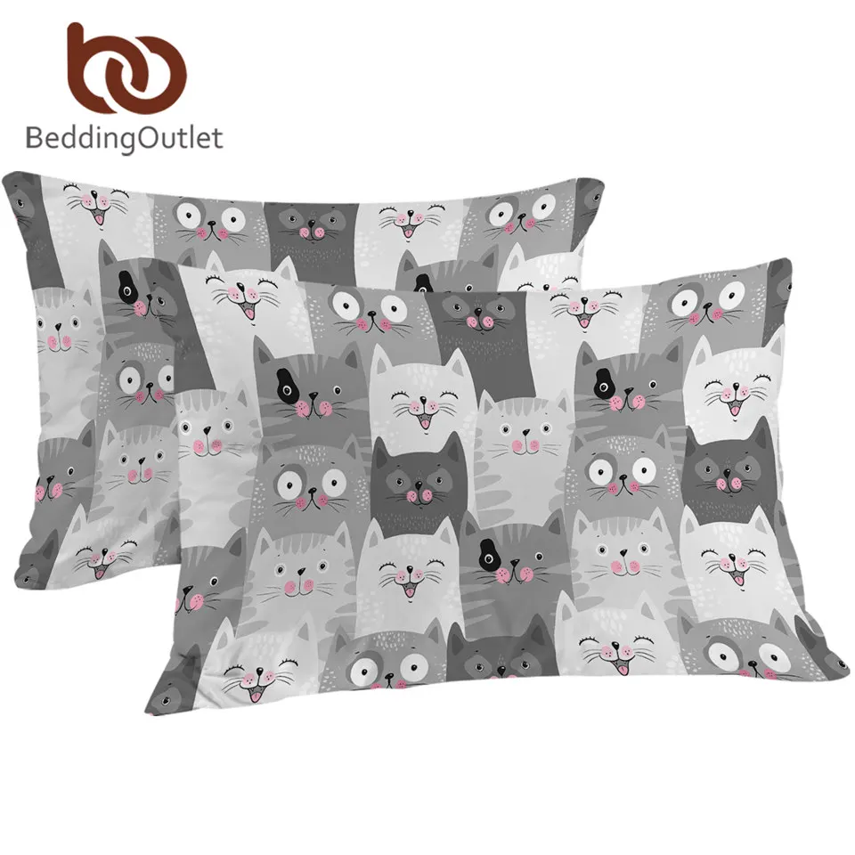 Постельные принадлежности милые кошки наволочка чехол серая подушка для детей