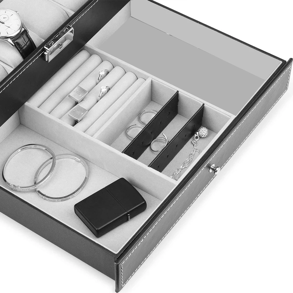 Двухслойный органайзер для часов с 12 отделениями коробка хранения ювелирных