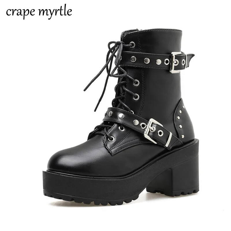 Новинка 2020 зимние мотоциклетные ботинки с пряжкой женские ботильоны в