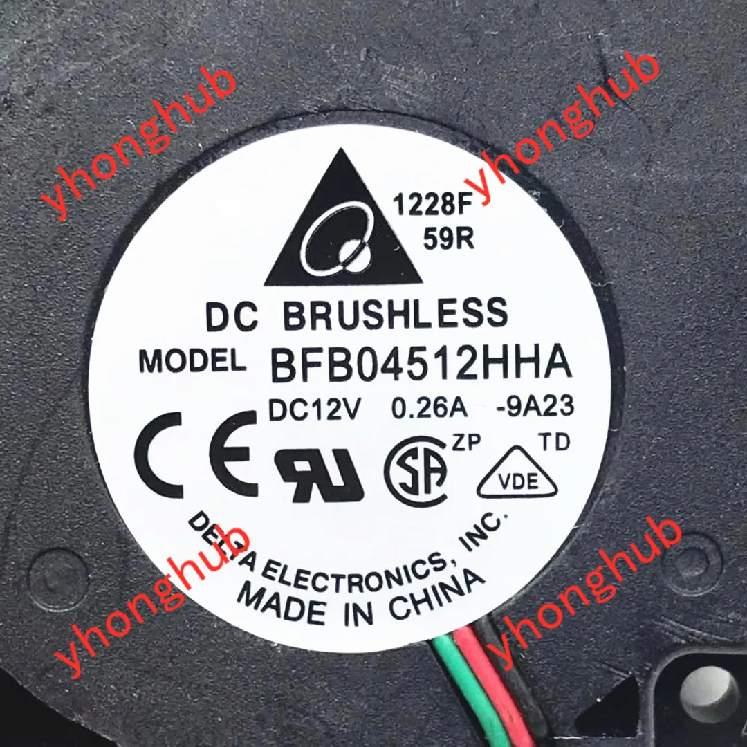 Delta Electronics BFB04512HHA 9A23 DC 12V 0.26A 45x45x10 мм 3 сервера провода Охлаждающий