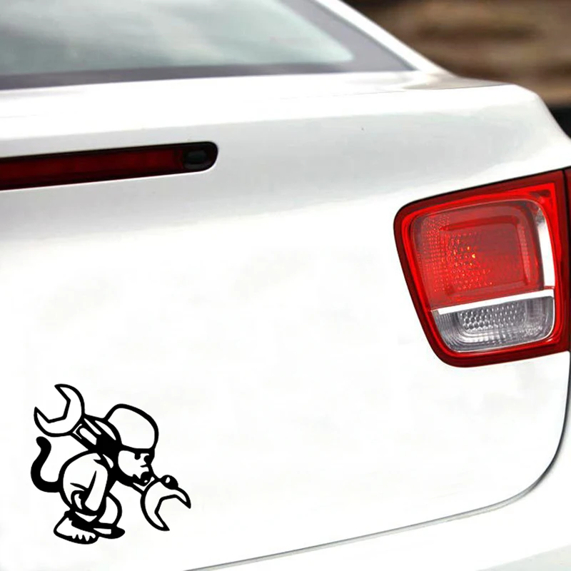 Обезьяна наклейка с гаечным ключом клетчатые флаги лобовое стекло Стикеры