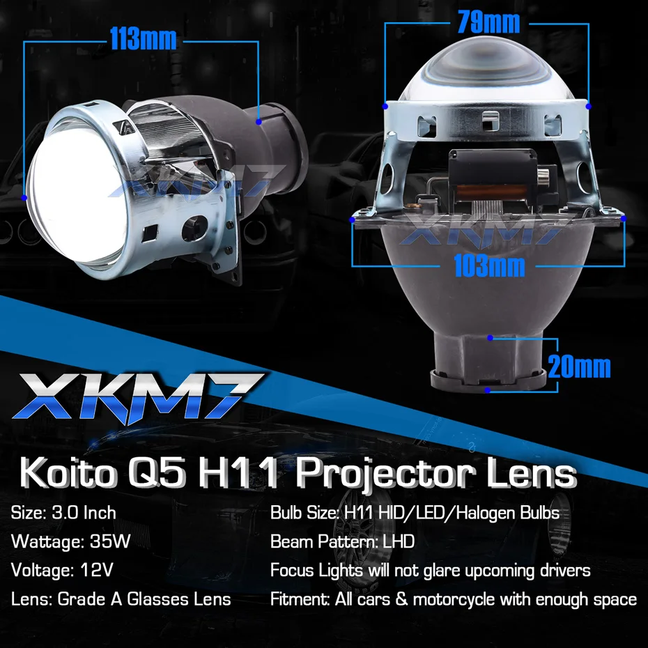 Биксеноновые линзы для Светодиодный Ной HID-лампы Koito Q5 H11 фар проектора 3 0 дюйма