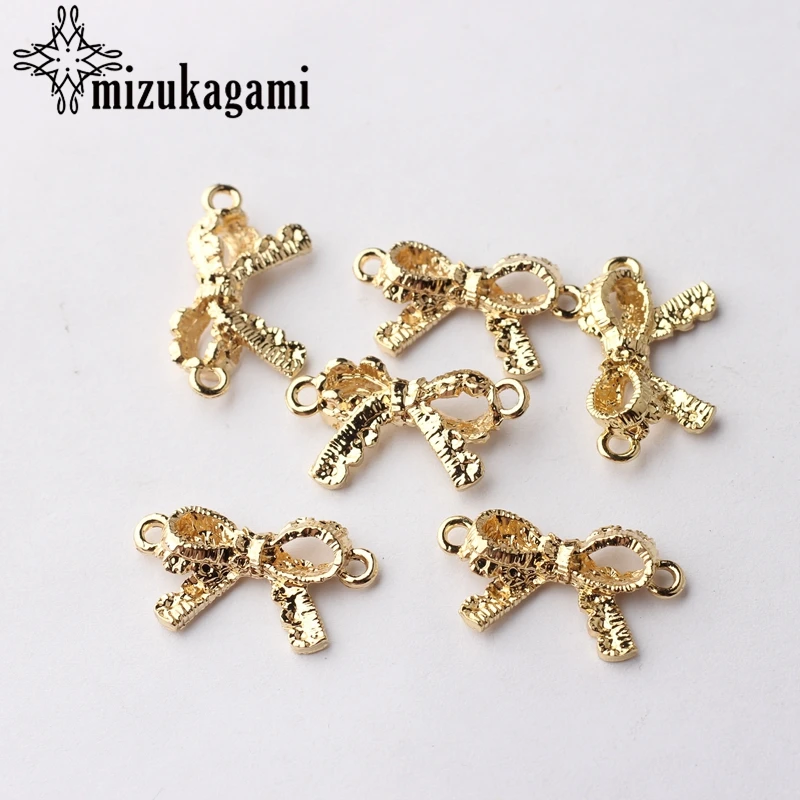 

20pcs/lot Zinc Alloy Golden Metal Lace Bow Charms Pendant Connector For DIY Fashion Jewelry Making Finding Accessories