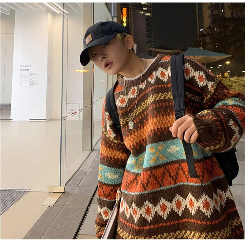 

Sweater men's loose Korean personalized fashion sweater autumn and winter port style ins Harajuku versatile Pullover