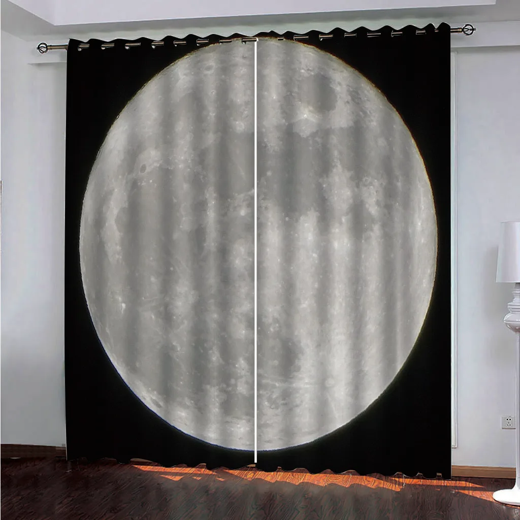Светонепроницаемые занавески SOFTBATF с принтом поверхности луны тканевые шторы