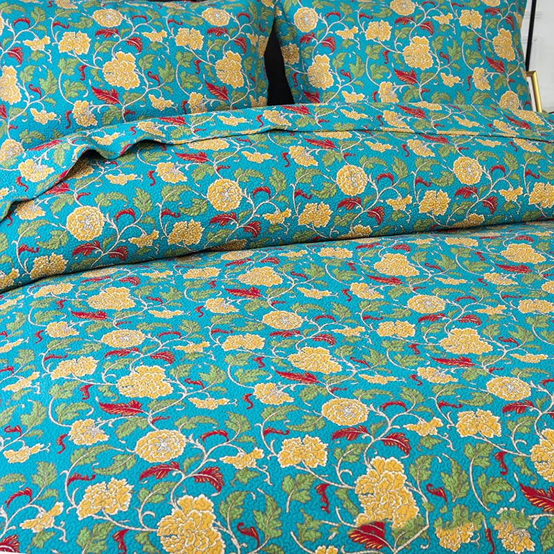 Miglior CHAUSUB Blu Copriletto Di Cotone Per Letto Trapunta Set 3pc Trapuntato Trapunte E Piumoni Letto Federa King Queen Size Copriletto Coperta Sul Letto