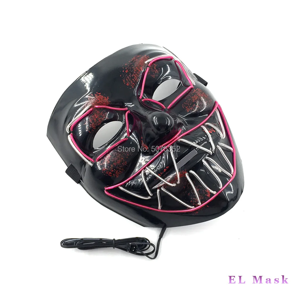 Модная новая многоцветная неоновая светодиодная Rave маска страшная тематическая