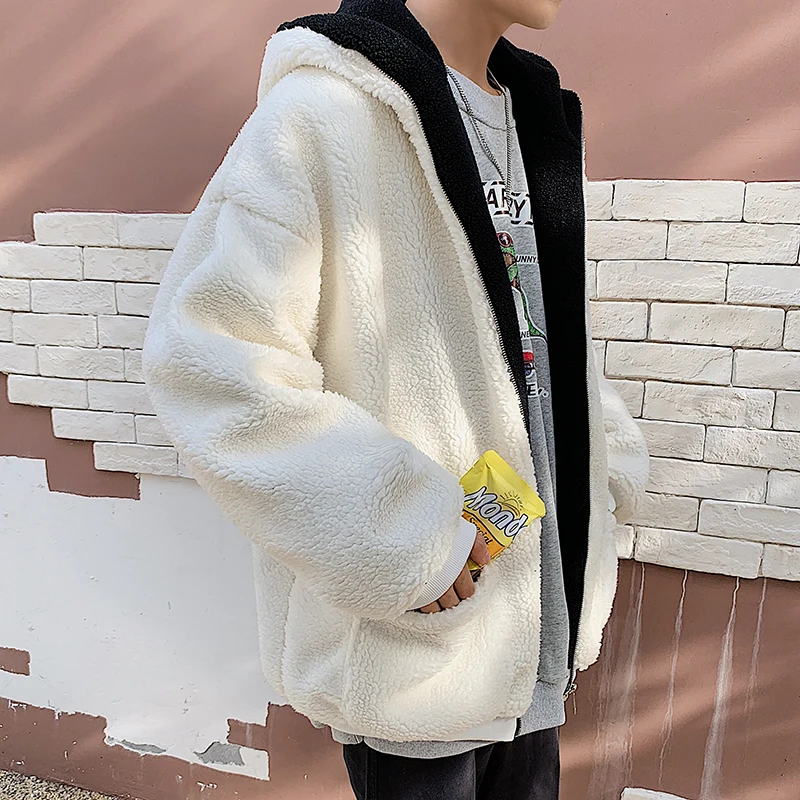 Winter Lambskin Coat Men's Casual All-Matching Warm Hong Kong Style Korean Style Double-Sided Velvet Cotton-Padded Coat Loose