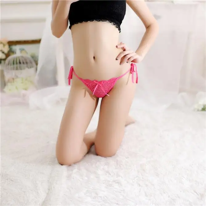

Women Sexy Cotton Briefs Panties Solid Color Bikini Panties T-back Thong Sexy Women Underwear Lace G-string Underpants #w5