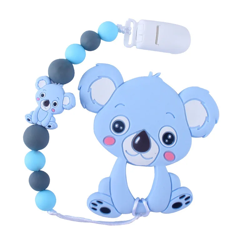 Cadena de chupete mordedor de silicona, collar de dentici&oacute;n para beb&eacute;, Koala, regalo para Baby Shower, collar de dentici&oacute;n, cuentas de silicona-3