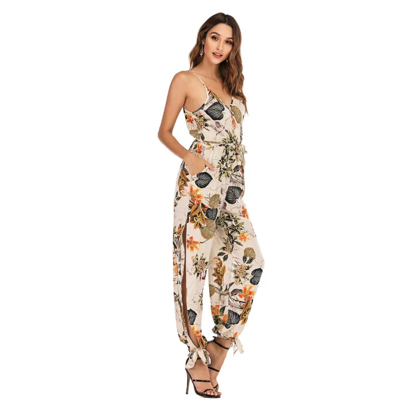 Женский Летний комбинезон с принтом в стиле бохо сексуальный на бретельках