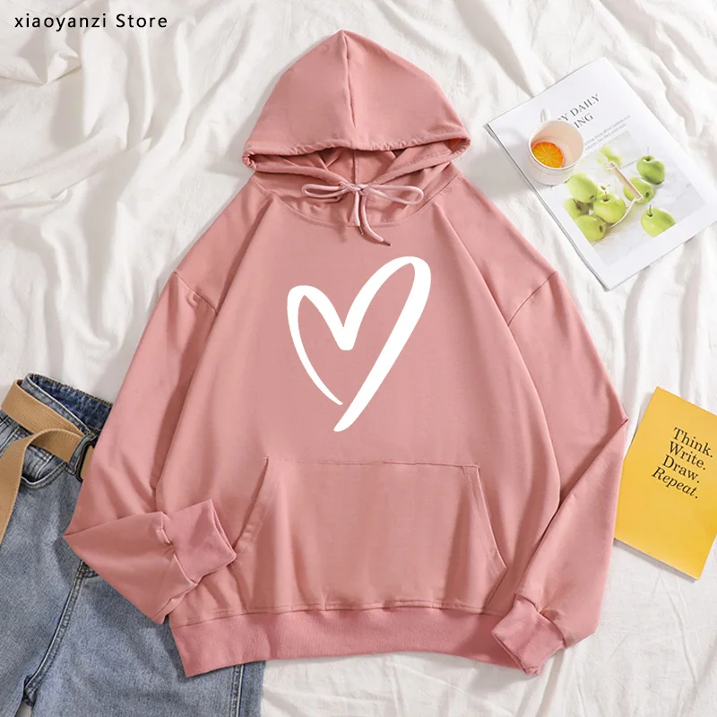 

heart Print Women hoodies Cotton Casual Funny sweatshirts For Lady Girl pullovers Hipster sportswear OT-273