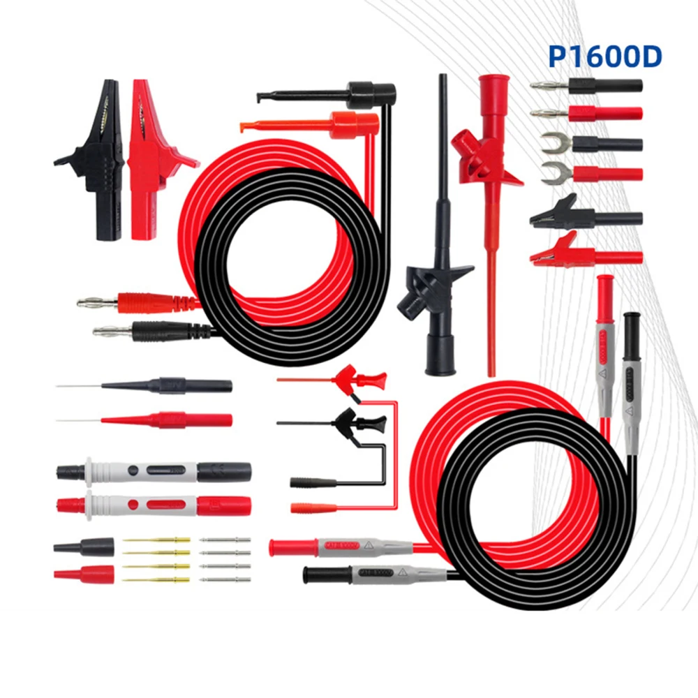 

Testor Wires Multimeter Banana Plug P1600D 10 In 1 1M Automotive Probe Set Replaceable 4mm Multifunction Hook Clip