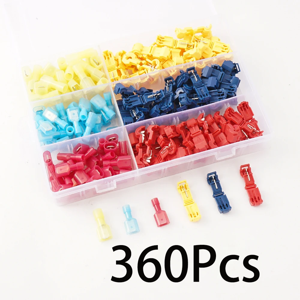 

360pcs T Tap Wire Connectors Self-Stripping Quick Splice Electric Wire Terminals with Insulated Male Quick Disconnect Terminals