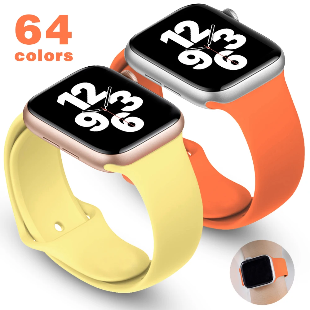

Silicone strap for Apple Watch band 6 44mm 42mm 40mm 38mm smart bracelets watchband on iWatch band for Series 6 SE 5 4 3 2 se