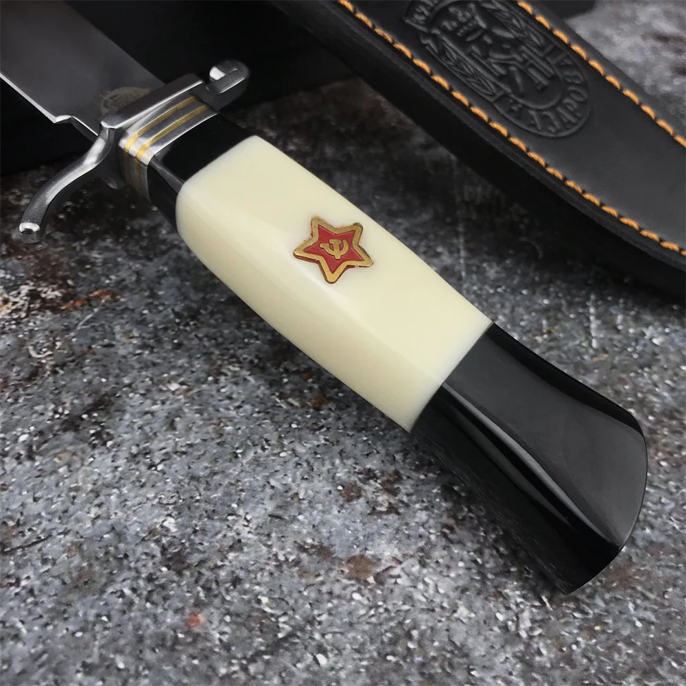 

Russian Finka NKVD KGB Wit EDC Fixed Pocket Knife 440C Blade Mirror Finish White Handle Outdoor Camping Survival Tactical Tools