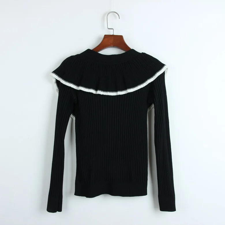 Кардиган женский трикотажный однобортный с V образным вырезом и оборками| |