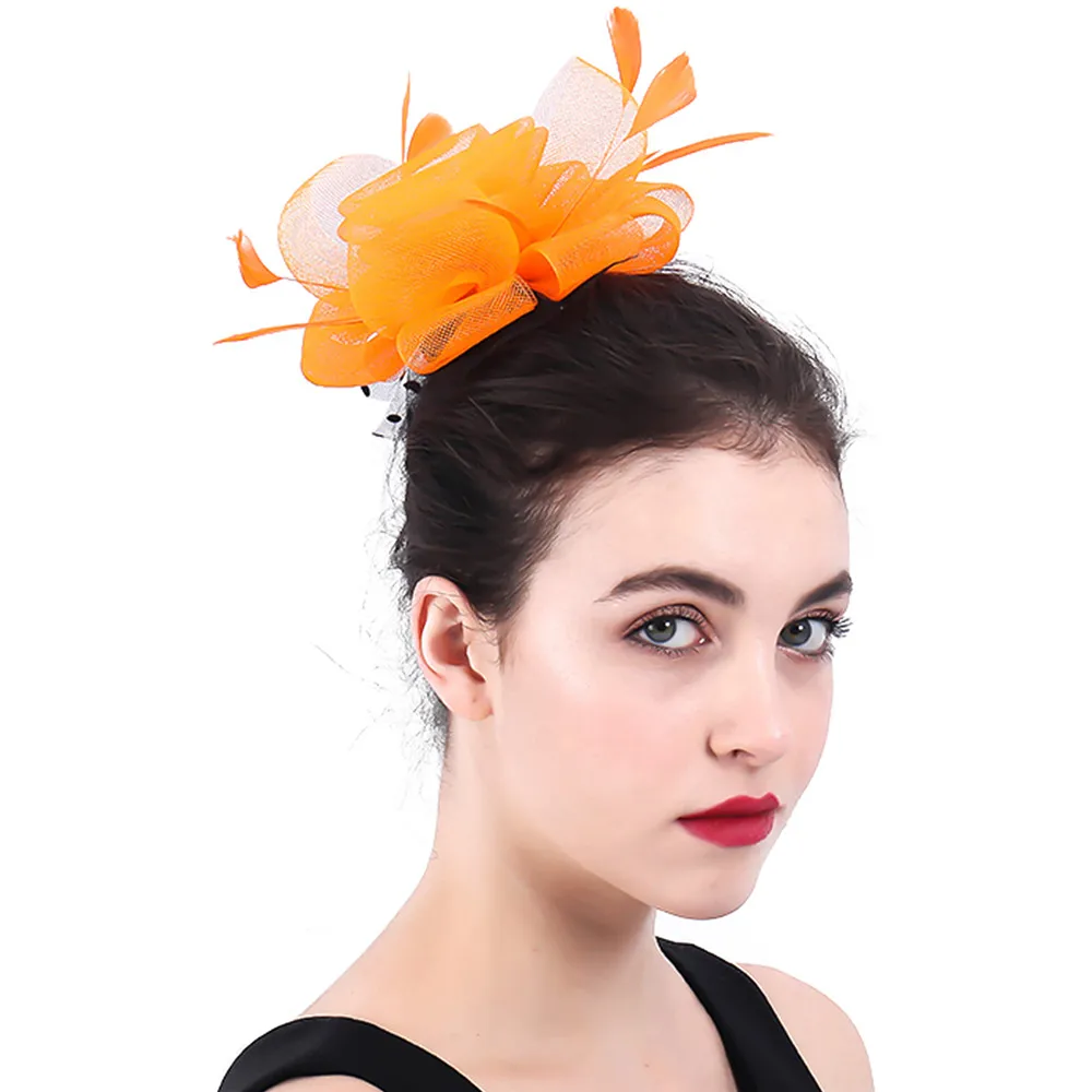 Оранжевый кринолин для торжественного случая шапка аксессуары волос свадьбы