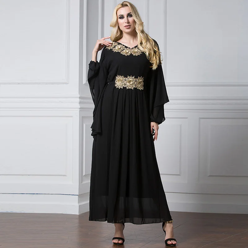 Женская длинная юбка, модная, Саудовская Аравия, мусульманская, большого размера, с рукавом летучая мышь, благородное платье, мусульманский,...