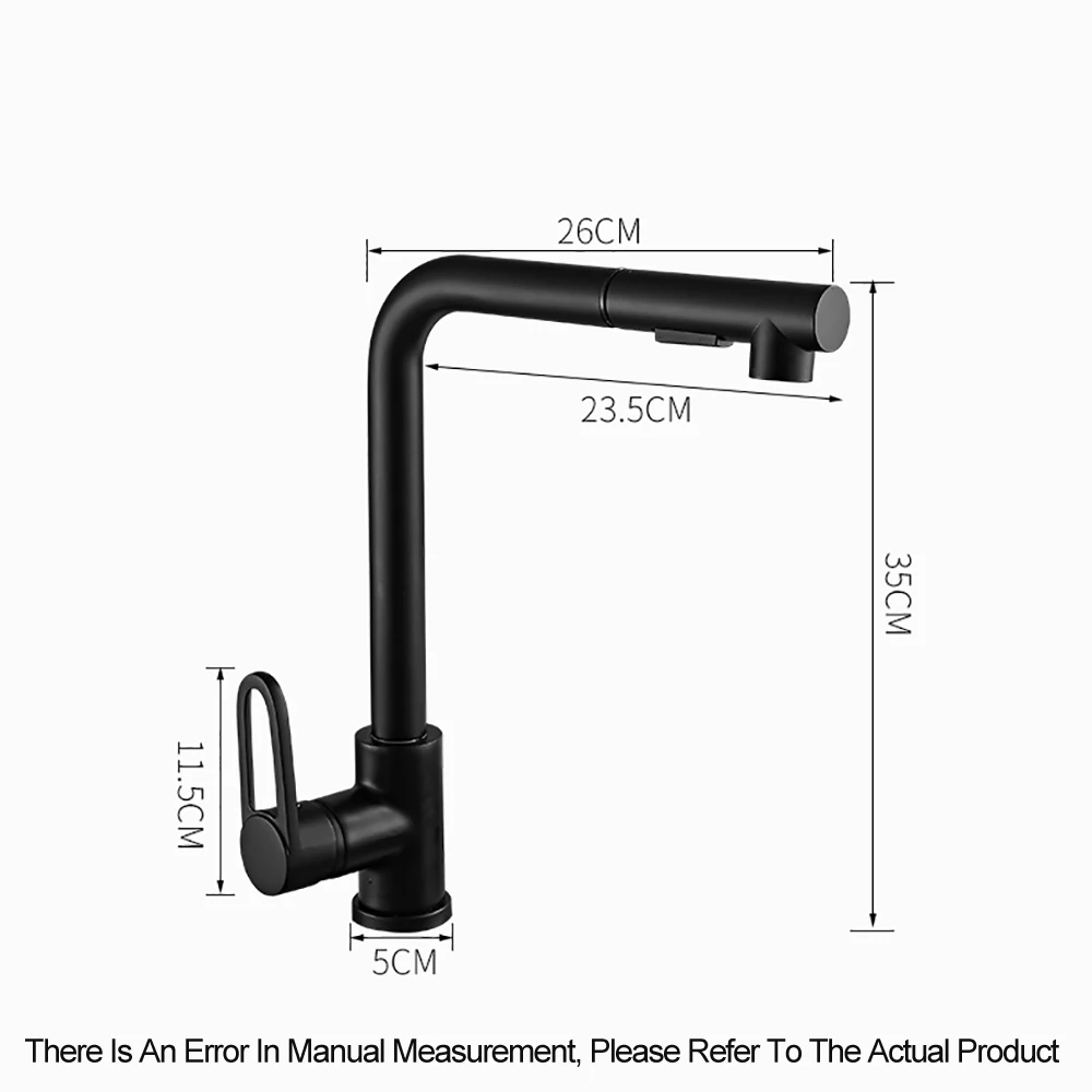 

Stainless Steel Pull-out Kitchen Basin Faucets 360rotating Hot Cold Mixer Tap Single Handle Double Outlet Deck Mounted Crane