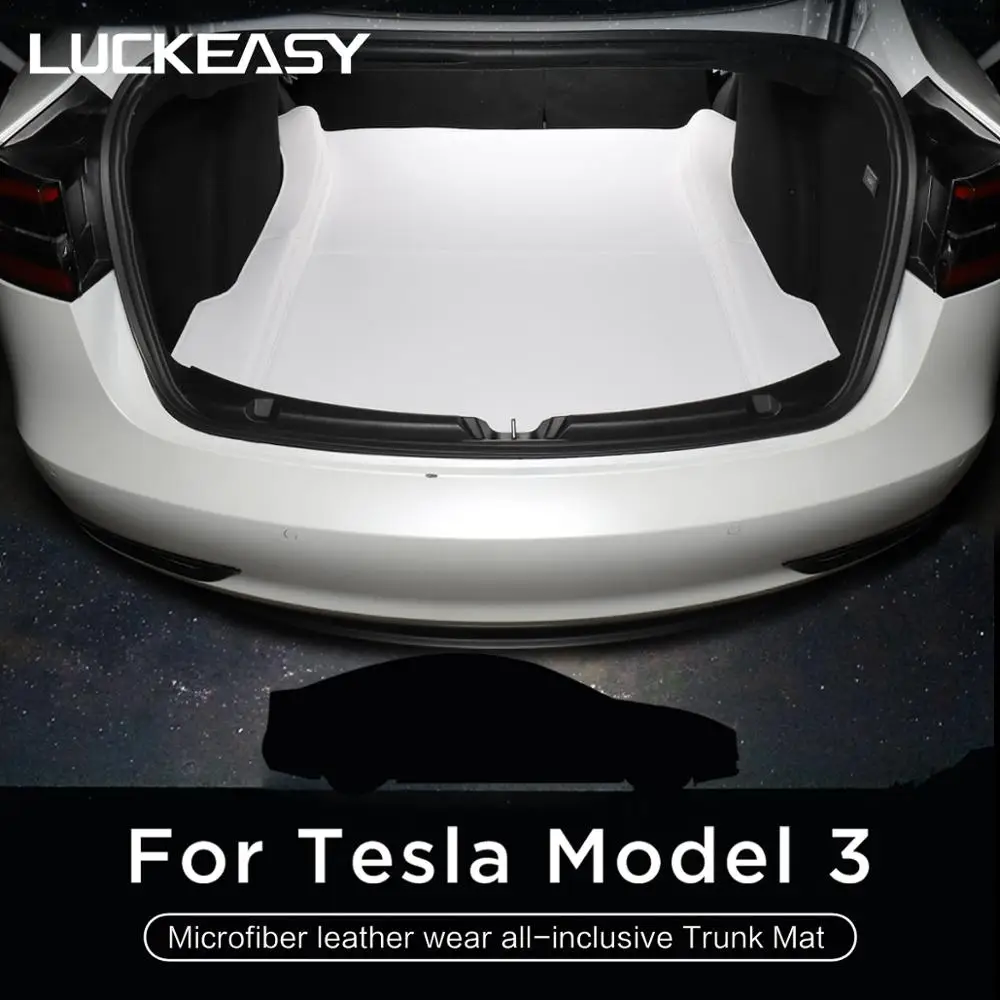 Кожаный коврик для багажника LUCKEASY из микрофибры Tesla Model 3 2017 2021 подкладка груза