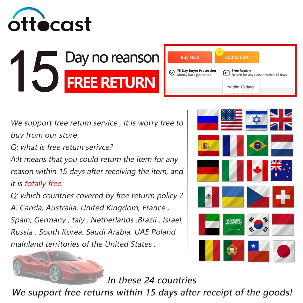 ottocast 2022apple carplay ai box multimedia player464gwireless carplayandroid autoadd to car intelligent systemapk android free global shipping