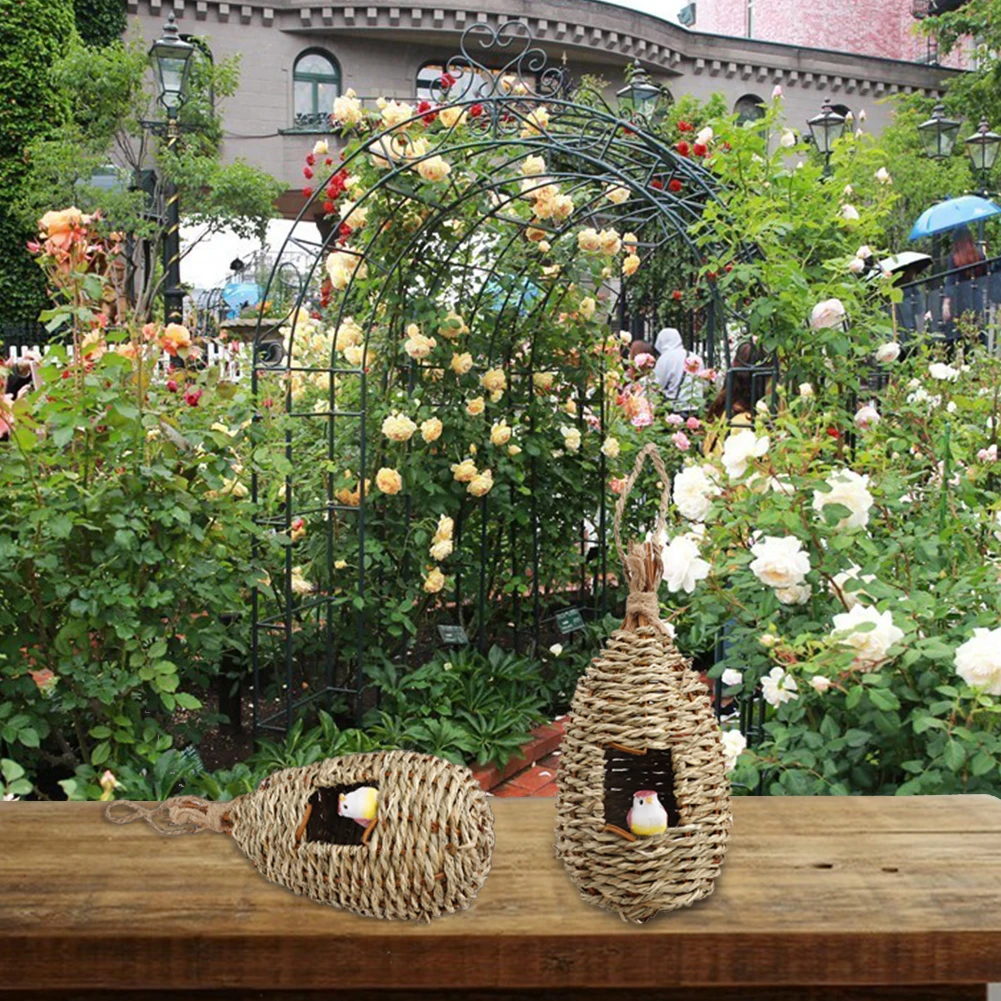 Колибри Дом ручная тканая корзина дома гнездо маленькая птичка дом для наружного