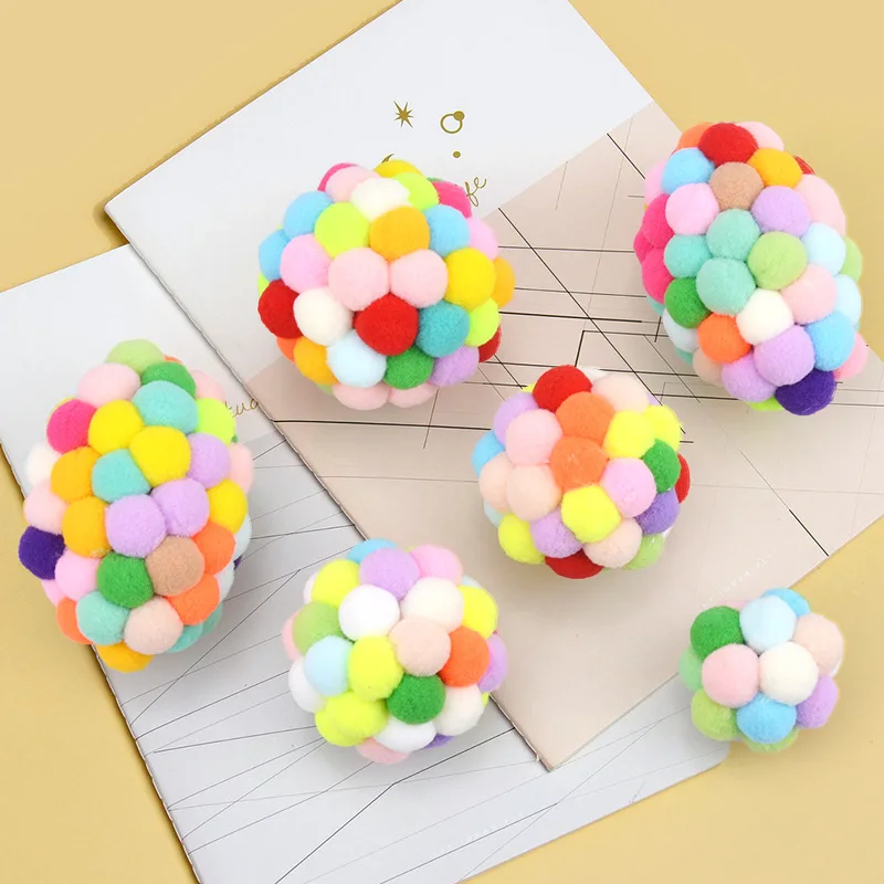 

Colorful plush bell ball cat toy Funny scratch-resistant plush ball self-hey ball cat toy cat toys interactive pet toys