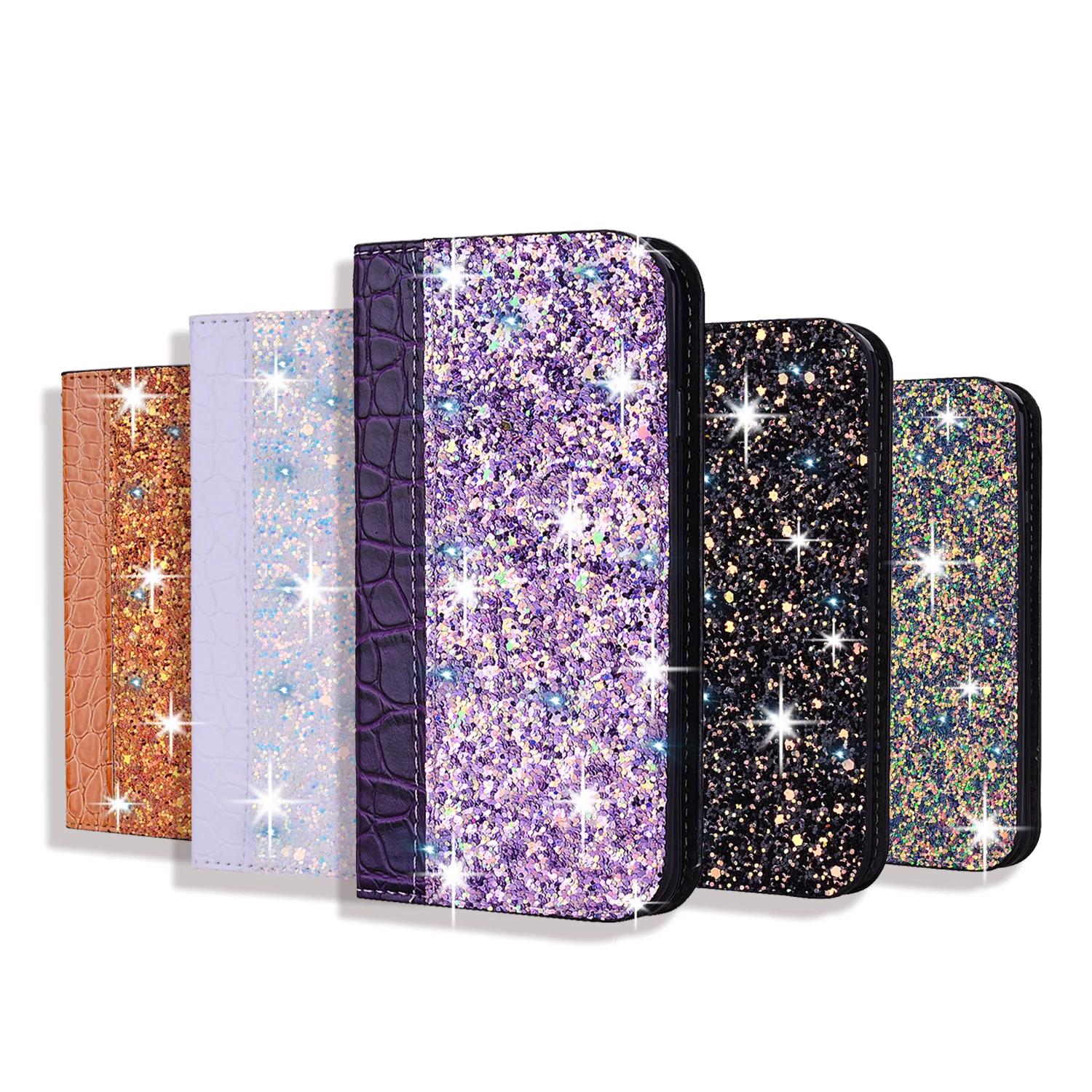 

Luxury Glitter Bling Case for IPhone 13 11 12 Pro Max X XR XS Max Leather Flip Book for IPhone 7 8 6 6S Plus Stand Cover Coque