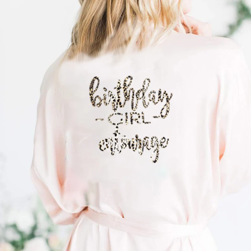 Халат-кимоно Женский атласный с леопардовым принтом пижама для дня рождения |