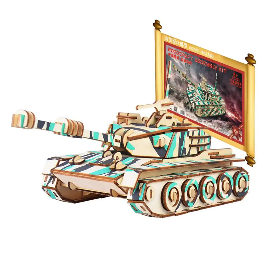 

Wooden 3D Tank Building Blocks Kids DIY Craft Educational Puzzle Toy Home Decor