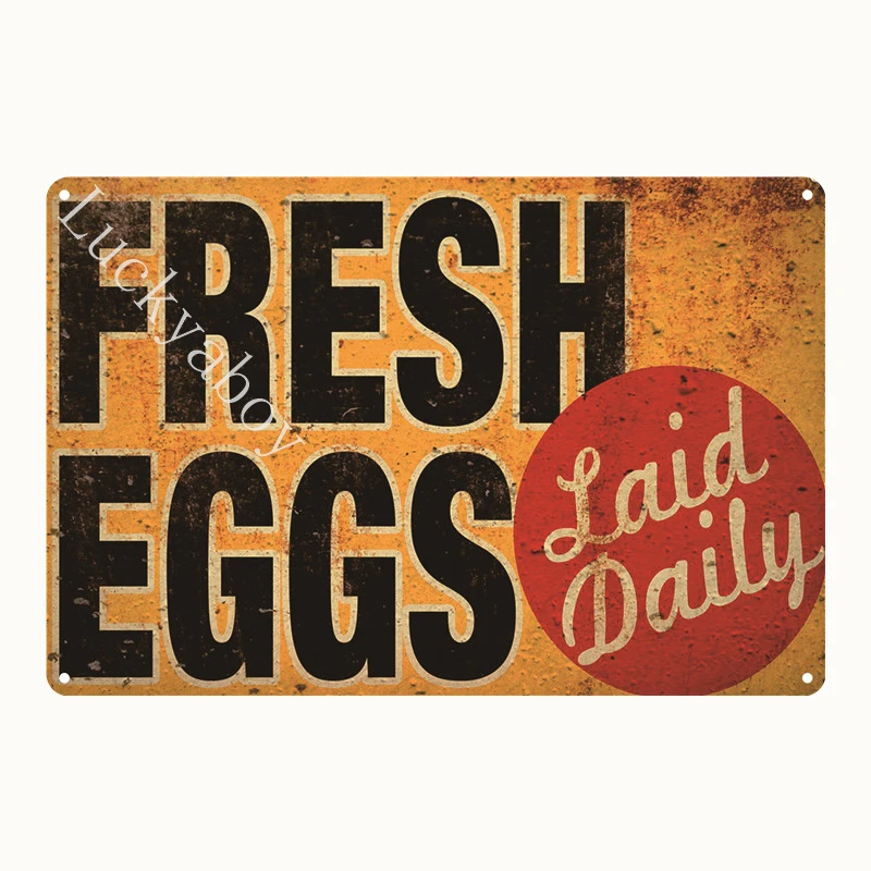 

[Luckyaboy] Pig Duck Fresh Eggs Milk Metal Sign Farm Shop Home Wall Decor Vintage Poster Tin Plate Happy Chicken Retro AL006