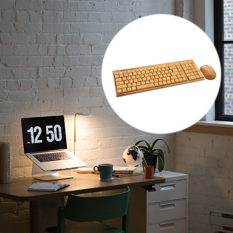 bamboo keyboard mouse wireless combo set for laptop pc office usb plug and play natural mice keyboard novelty gifts w3jb free global shipping