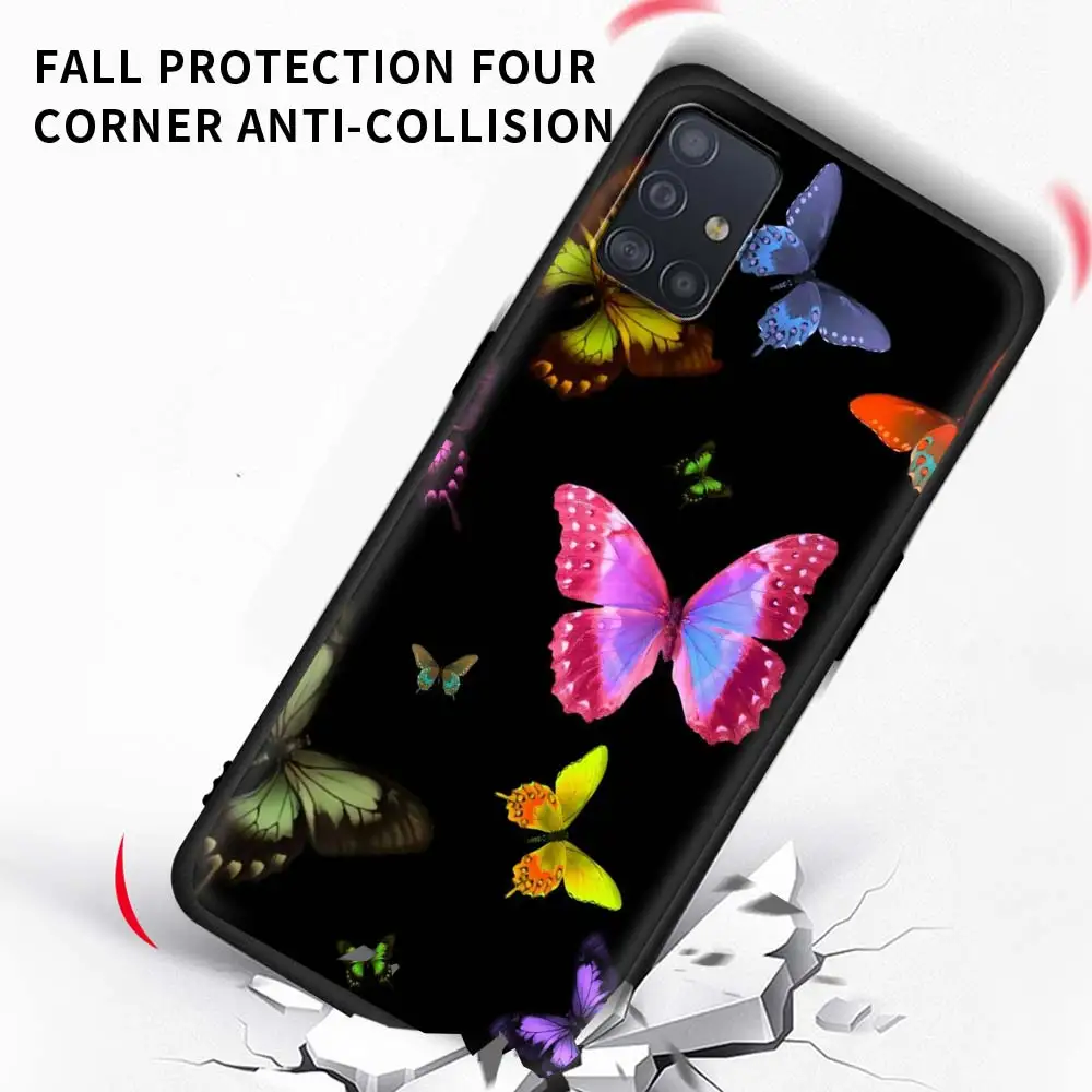 

Cute Colorful Butterfly Phone Case For Samsung Galaxy A51 A71 A21S M31 M31s M30s A31 A41 A11 A01 M51 Soft Matte Coque Back Cover